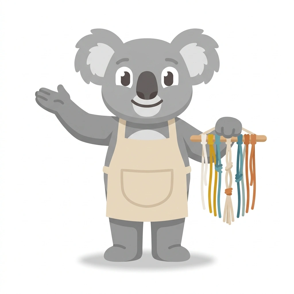 Knox the Koala, the guide who teaches the Macrame by Hand course