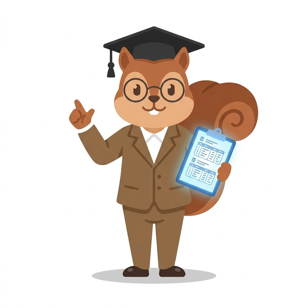 Sequel the Scholar Squirrel, the guide who teaches the SQL for Business Analysis course