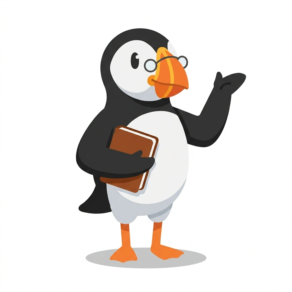 Percy the Puffin, the guide who teaches the Psychology and Human Behavior course