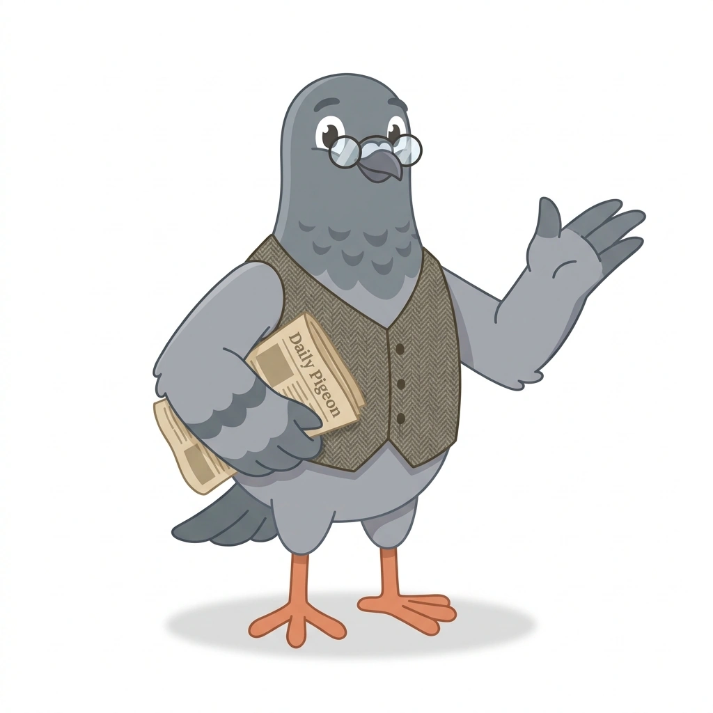 Perry the Pundit Pigeon, the guide who teaches the Evaluating Modern Media course