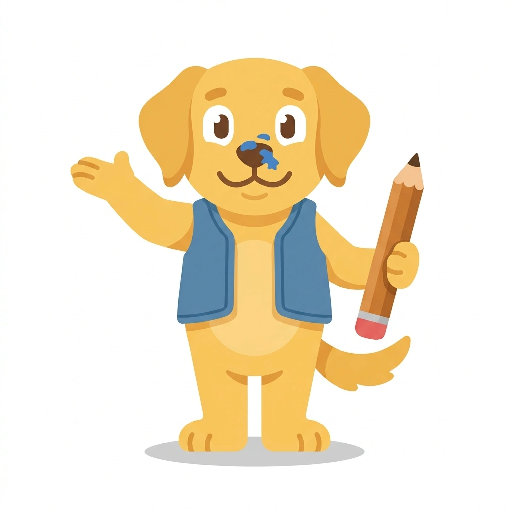 Doodle the Dog, the guide who teaches the Drawing What You Actually See course
