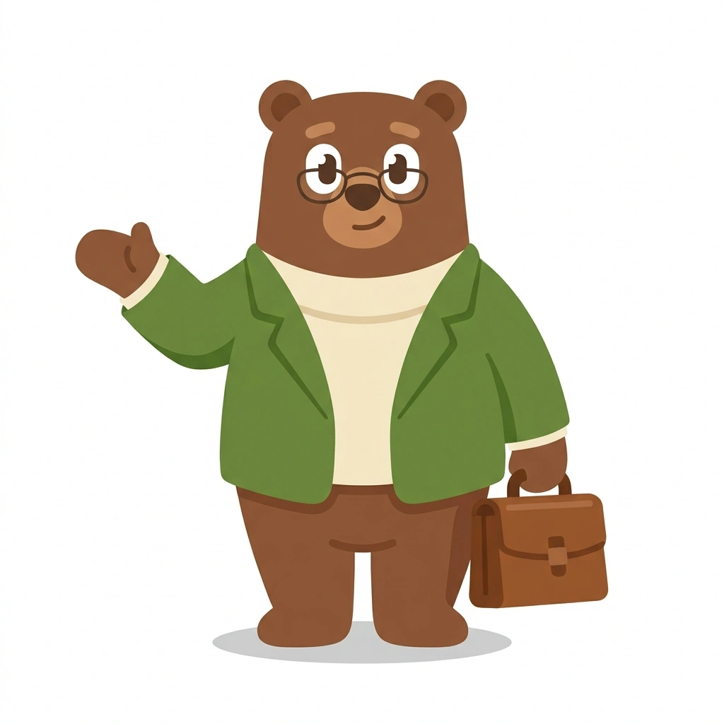 Barnaby the Business Bear, the guide who teaches the Starting Your First Business course