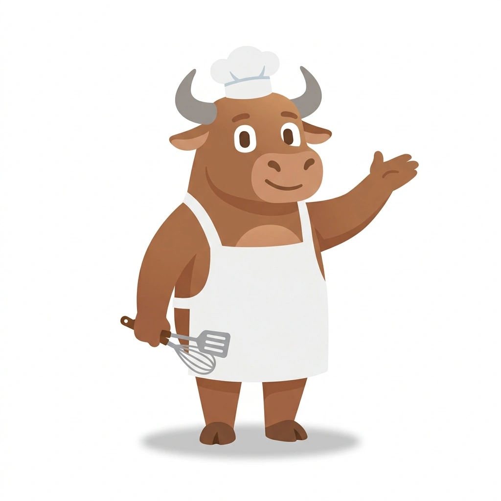 Sizzle the Steer, the guide who teaches the The Butcher's Logic: Mastering Steak course