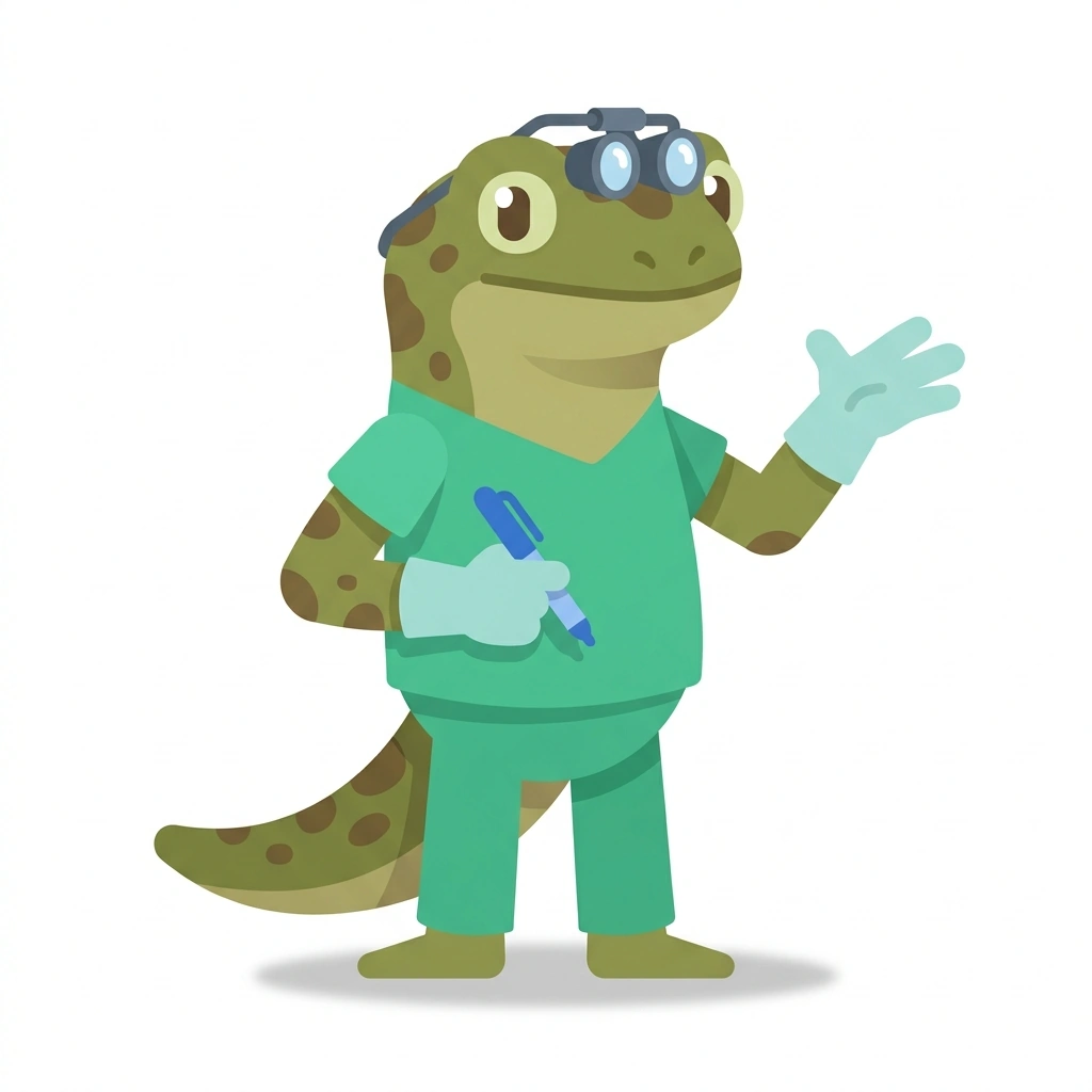 Suture Sam the Salamander, the guide who teaches the Applied Anatomy in Plastic Surgery course