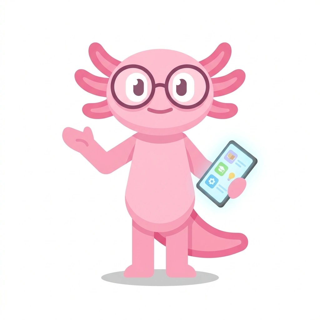 Atlas the Axolotl, the guide who teaches the Everyday Artificial Intelligence course