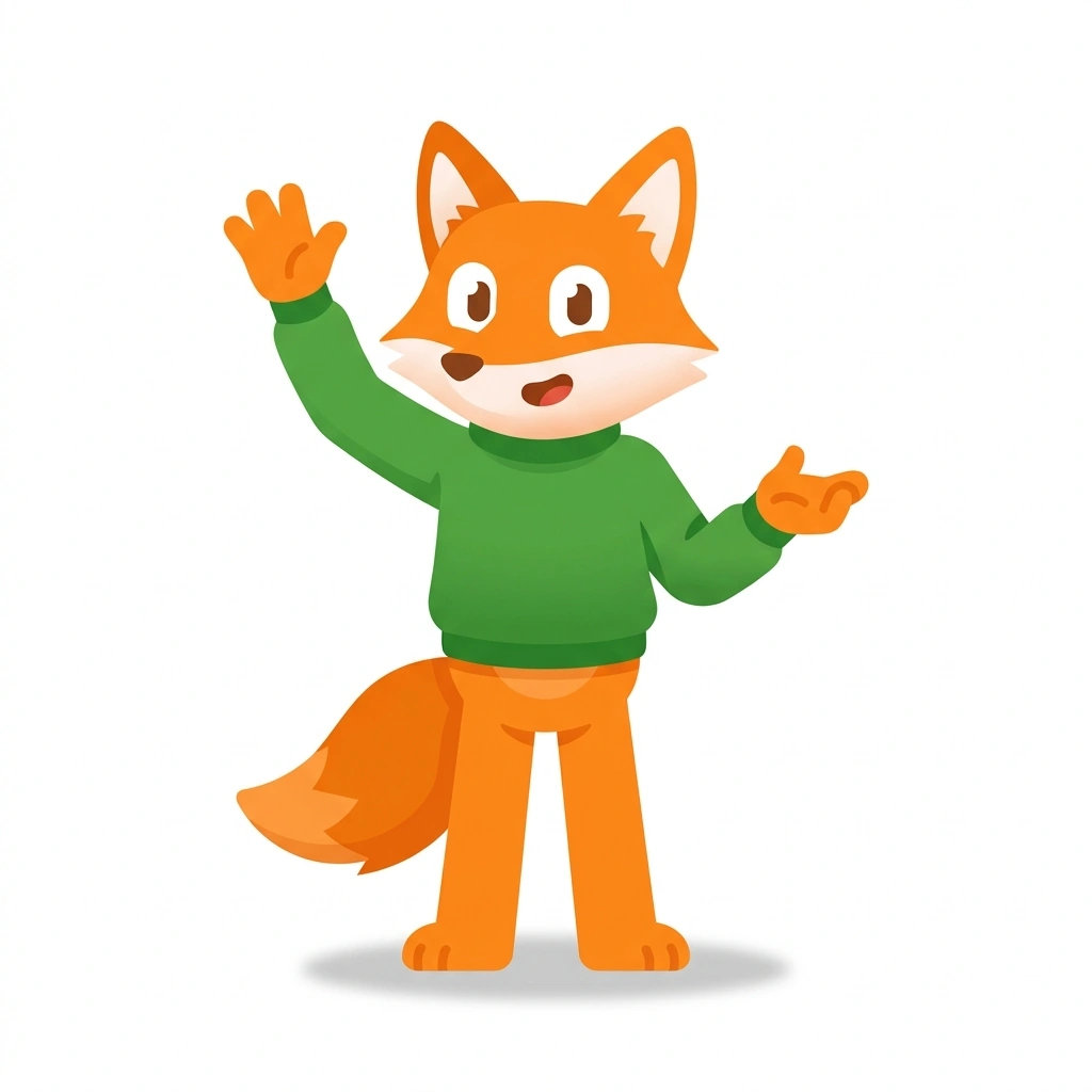 Finnegan the Friendly Fox, the guide who teaches the Making Friends in the Real World course