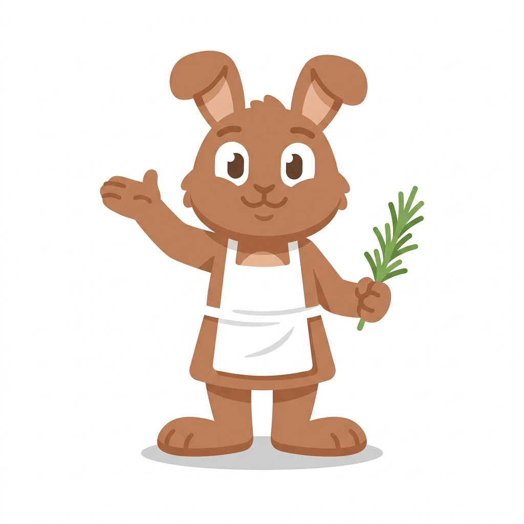 Herbie the Hare, the guide who teaches the Herbs Across World Cuisines course