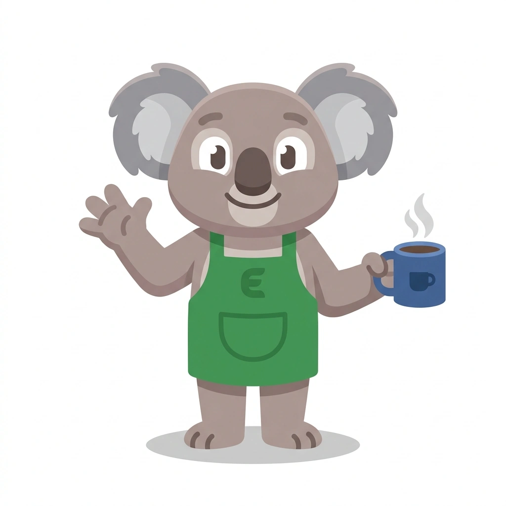 Kona the Koala, the guide who teaches the Better Coffee at Home course