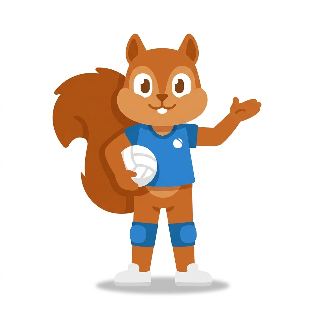 Spike the Squirrel, the guide who teaches the Volleyball: The Art of the Serve course