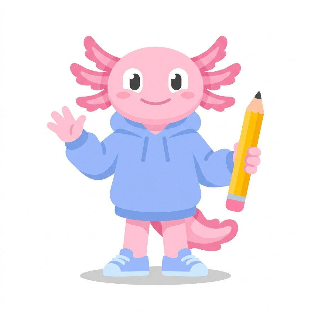 Addie the Axolotl, the guide who teaches the Everyday Mental Math course
