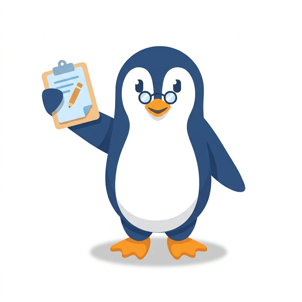 Pip the Penguin, the guide who teaches the Advanced A-Level Psychology course