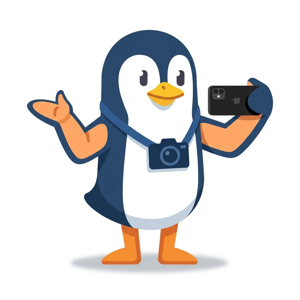 Pippa the Penguin, the guide who teaches the Better iPhone Photos course
