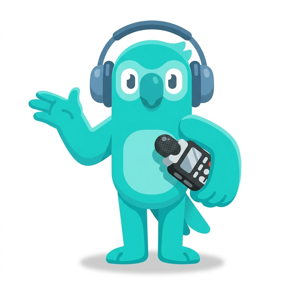 Pip the Parrot, the guide who teaches the English Pronunciation and Automatic Fluency course