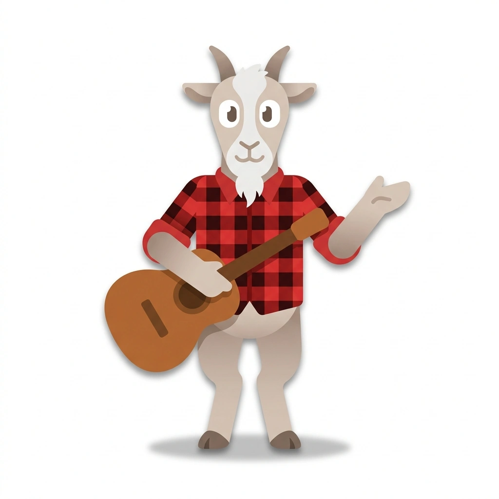Gus the Guitar Goat, the guide who teaches the Play Your First Song course