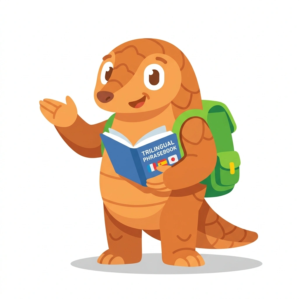 Pippa the Pangolin, the guide who teaches the Everyday Italian, Spanish, and Cantonese course