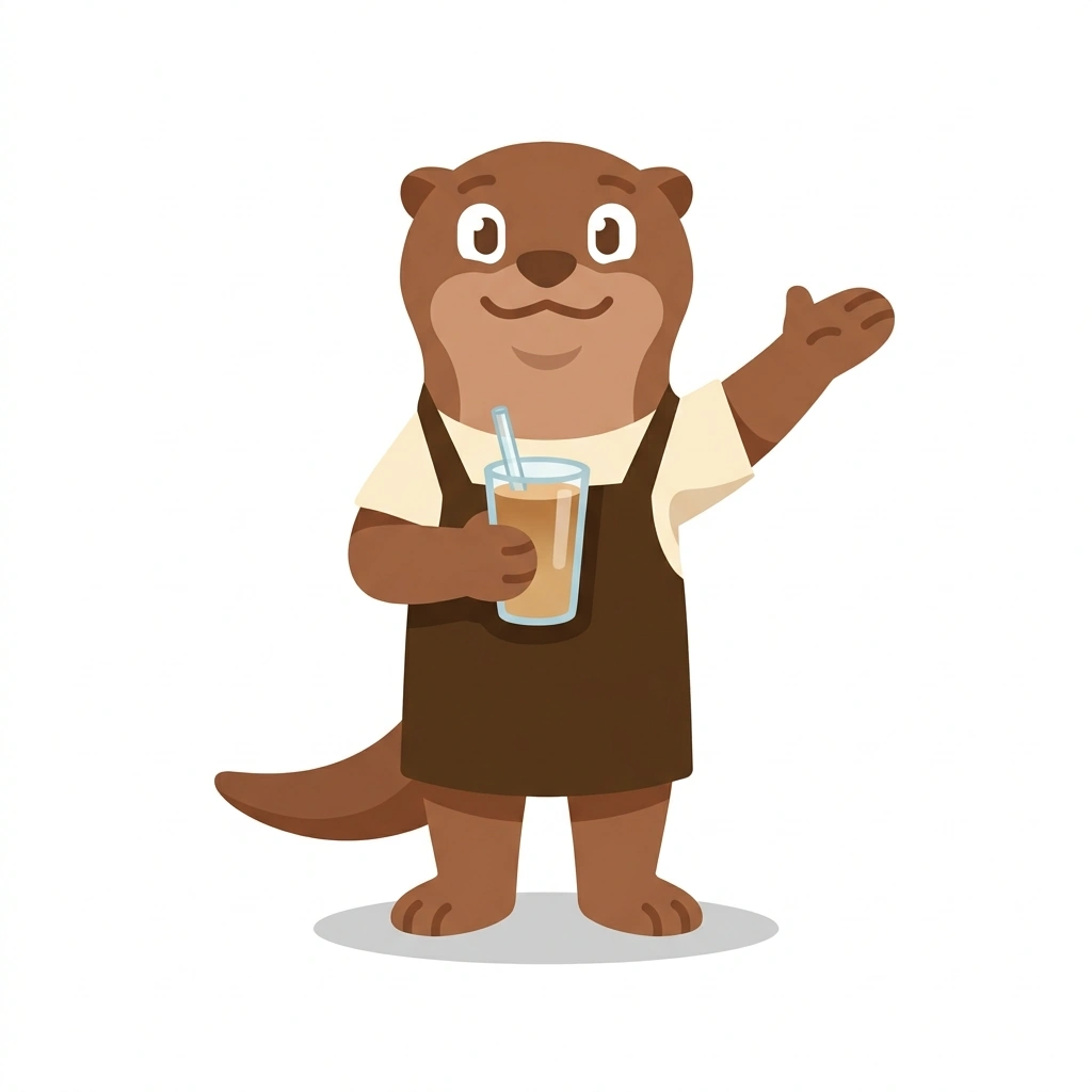 Otto the Otter, the guide who teaches the Engineering the Iced Latte course