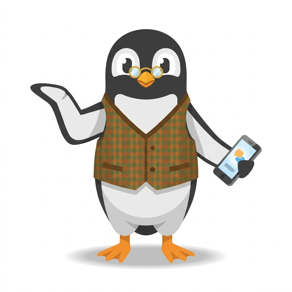 Professor Pippin the Penguin, the guide who teaches the Getting More from Your iPhone course