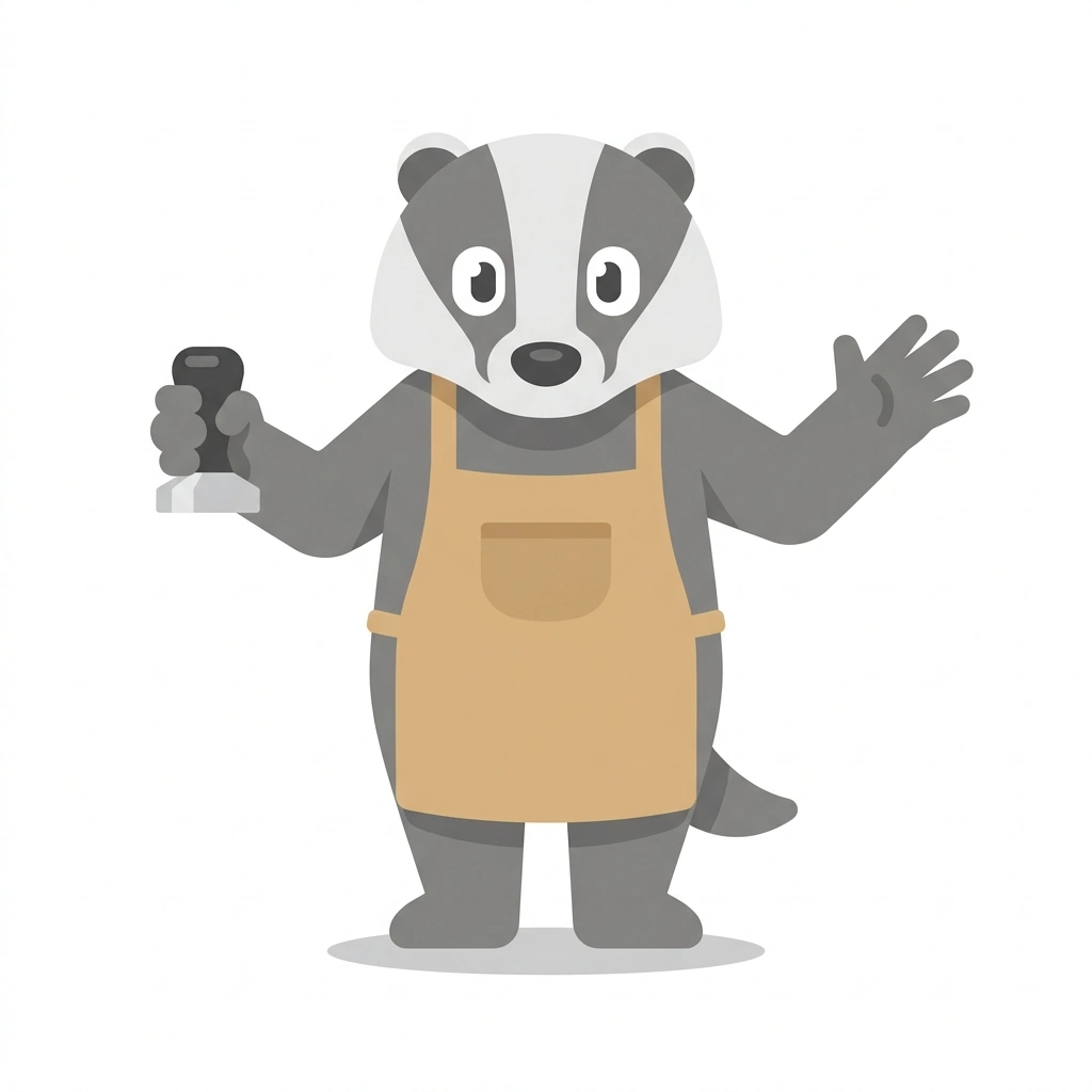 Brewster the Badger, the guide who teaches the Dialing In Espresso course