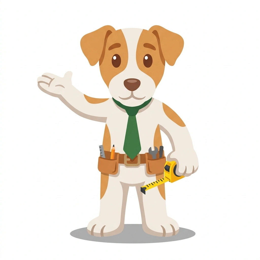 Toby the Tape Terrier, the guide who teaches the Precision with the Tape Measure course
