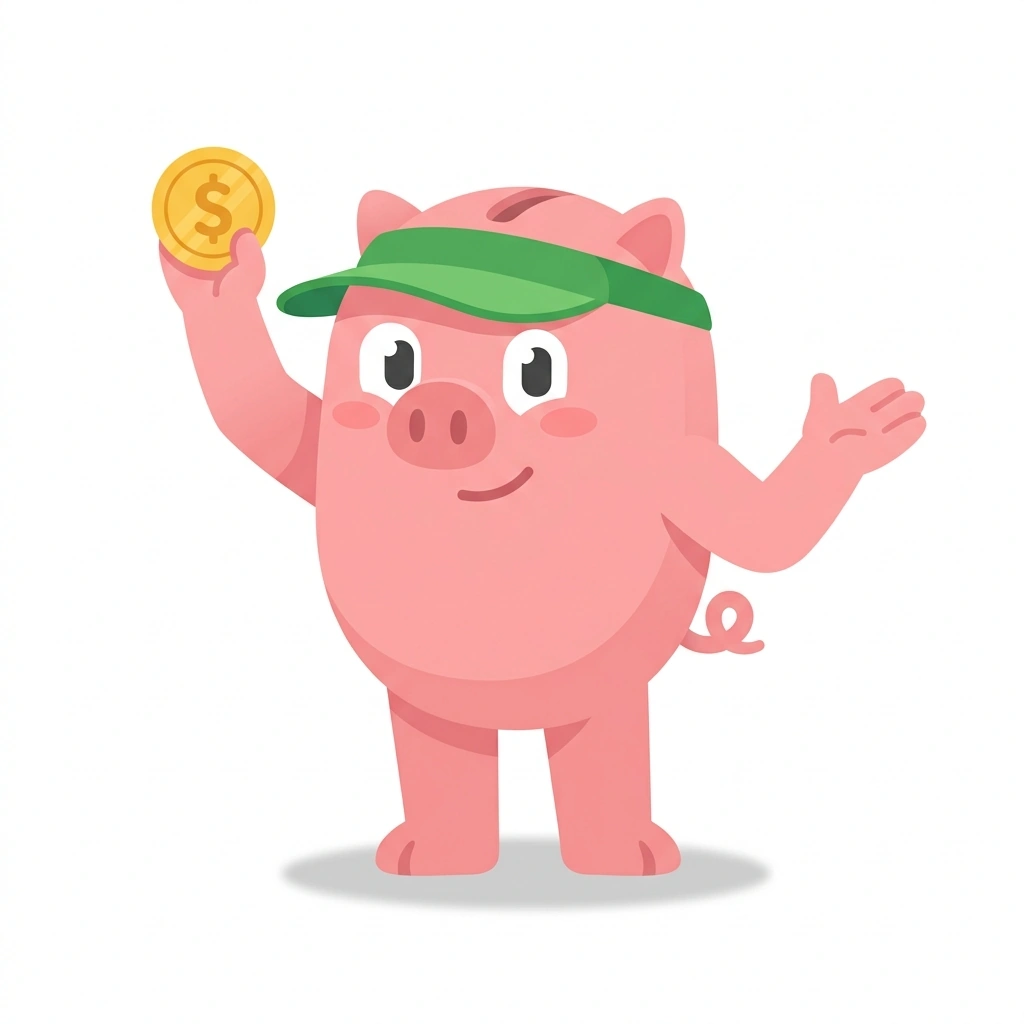 Penny the Piggybank, the guide who teaches the The Shareholder's Paycheck course