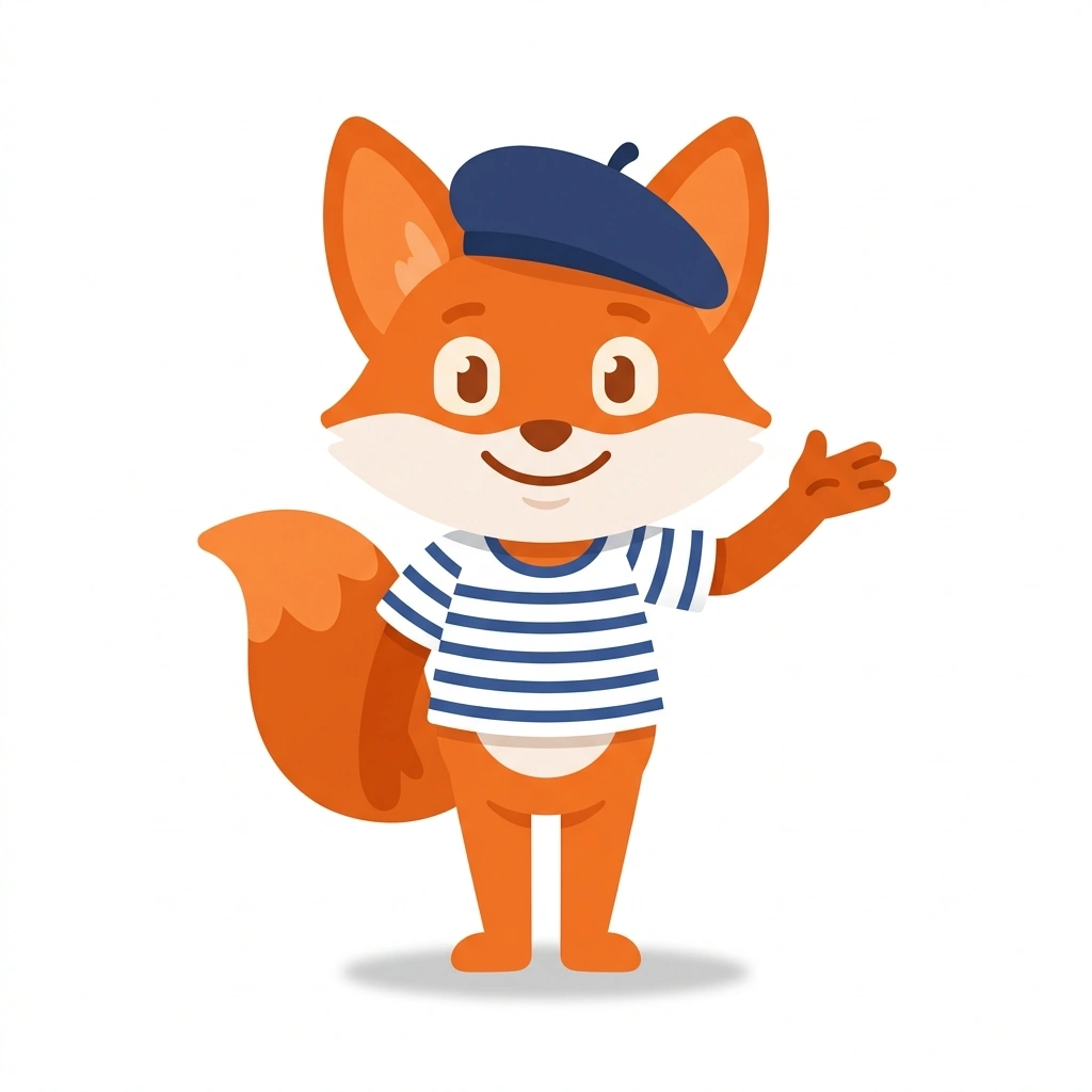 Fleur the Fox, the guide who teaches the Everyday Spoken French course