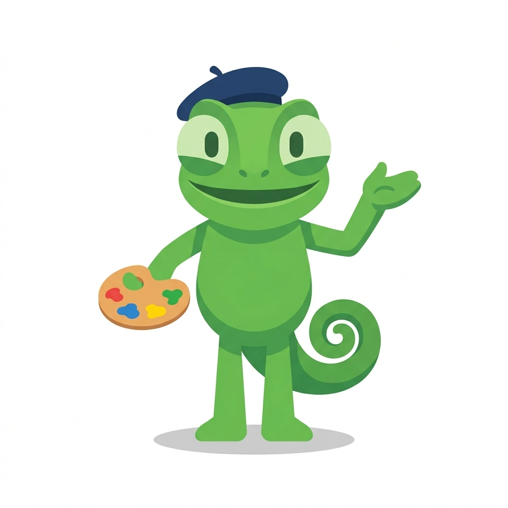Clay the Chameleon, the guide who teaches the Creating Your Life Sim Character course