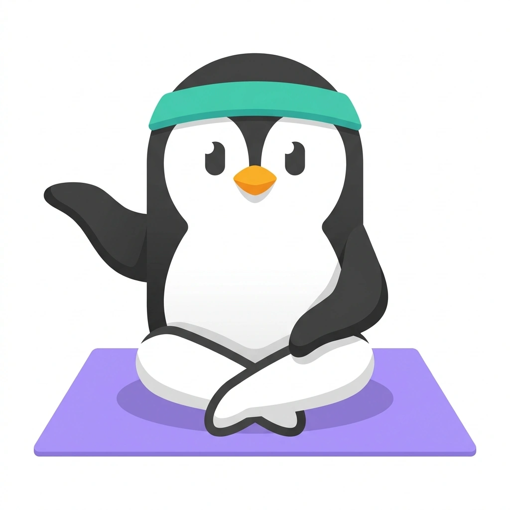 Pip the Penguin, the guide who teaches the Pilates Anatomy in Action course