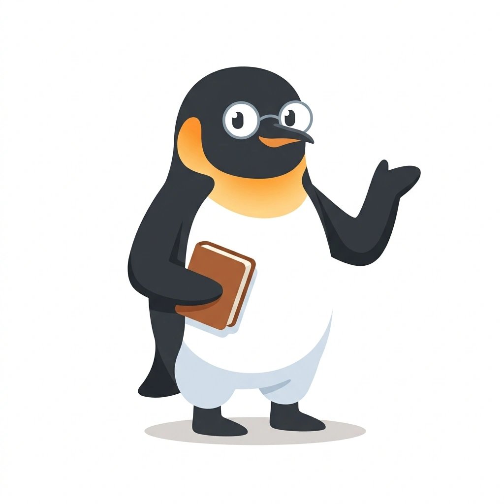 Philo the Penguin, the guide who teaches the Philosophy for Everyday Life course