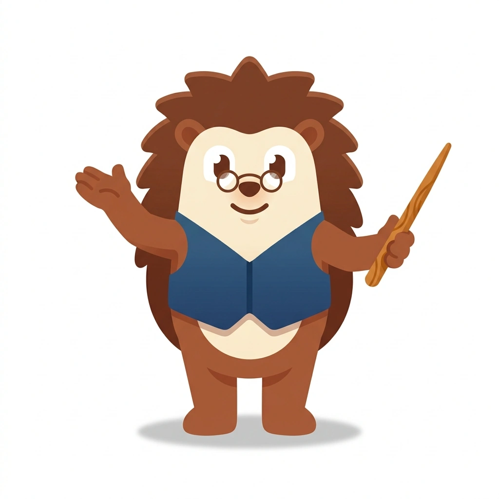 Hillel the Hedgehog, the guide who teaches the Reading Biblical Hebrew course
