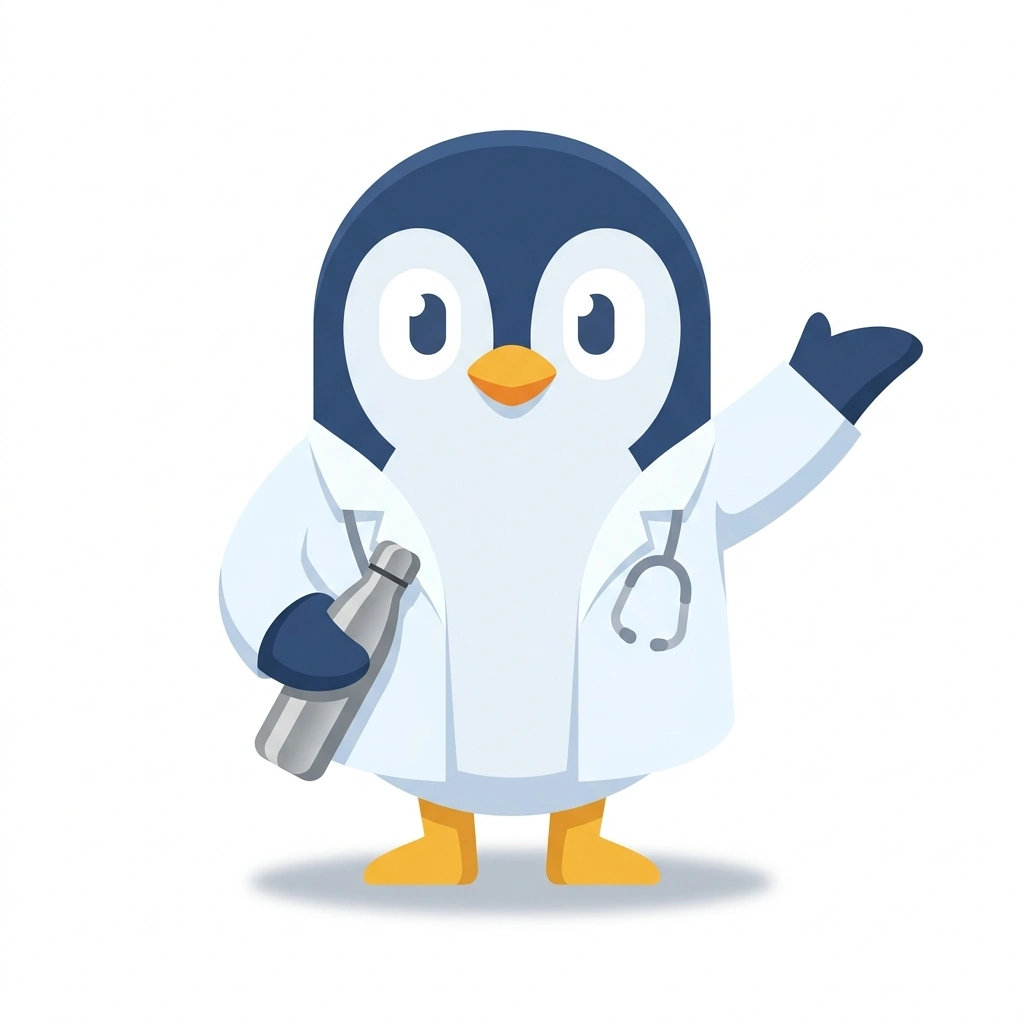 Pip the Penguin, the guide who teaches the GLP-1 Peptides and Weight Loss course