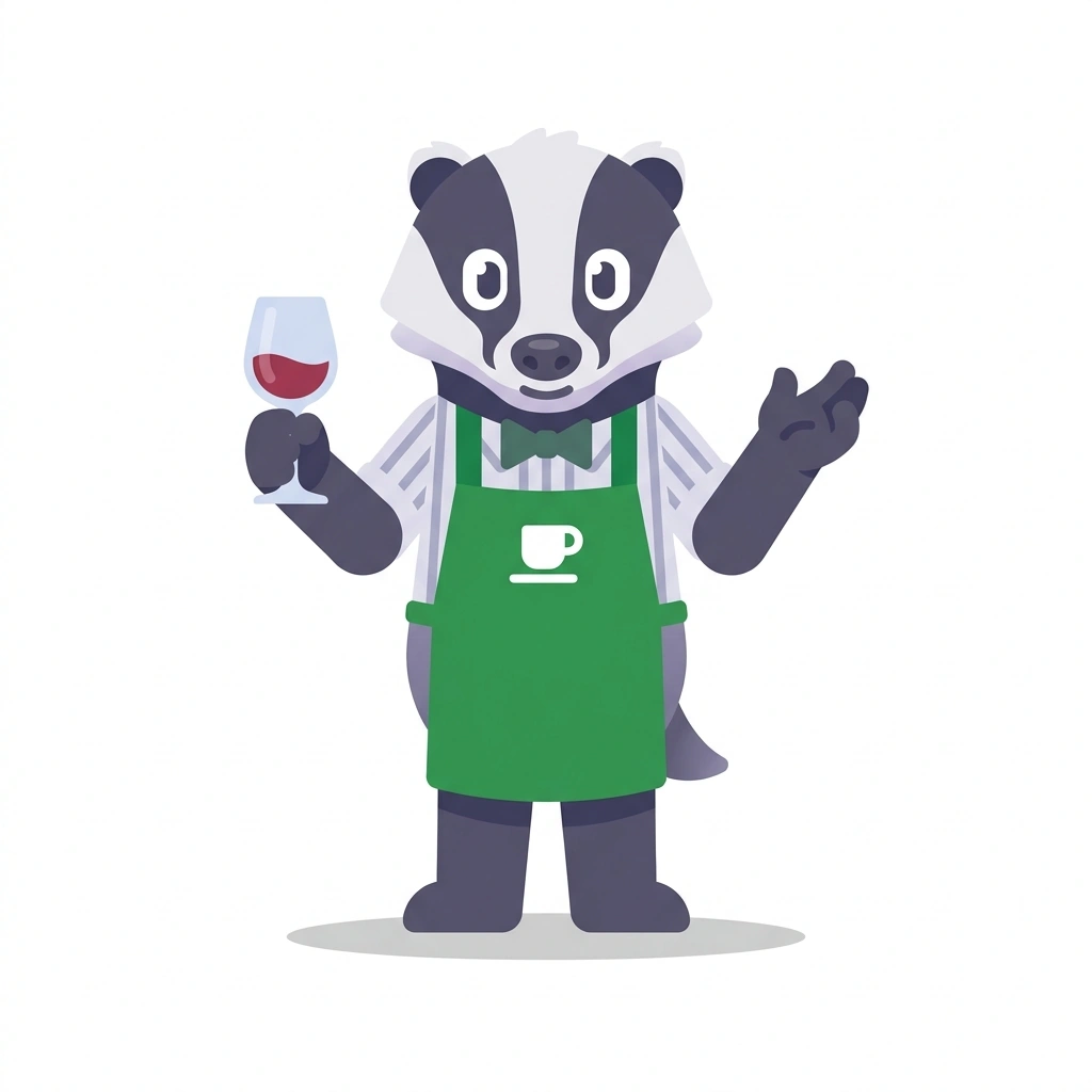 Brewster the Badger, the guide who teaches the Coffee and Wine: The Shared Palate course