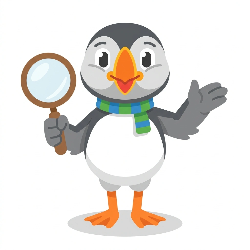 Plato the Puffin, the guide who teaches the Thinking Like a Philosopher course