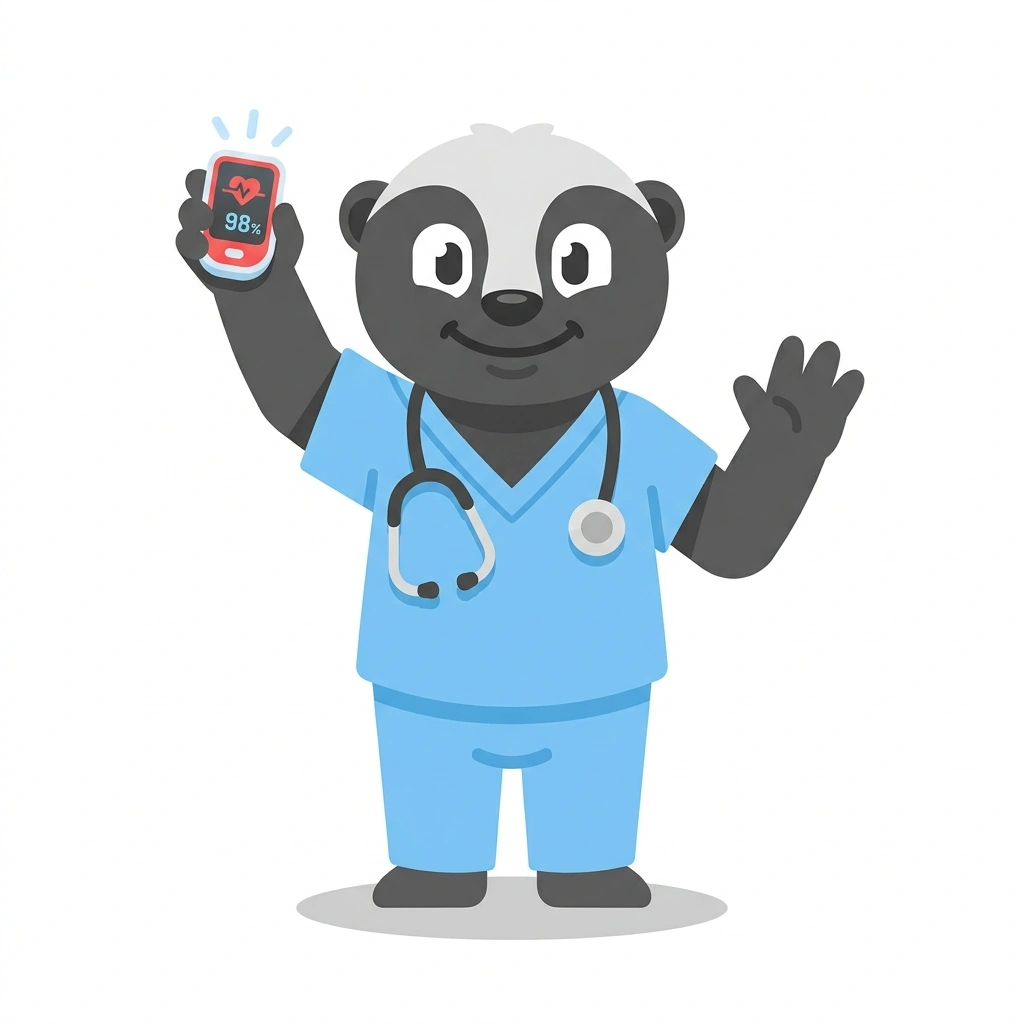Breezy the Badger, the guide who teaches the Inside Respiratory Therapy course