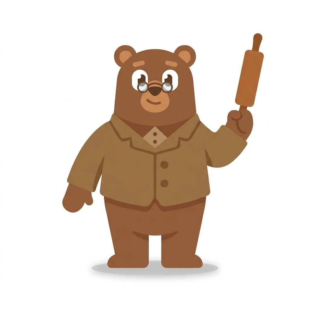 Barnaby the Baker Bear, the guide who teaches the Baking with Flour course