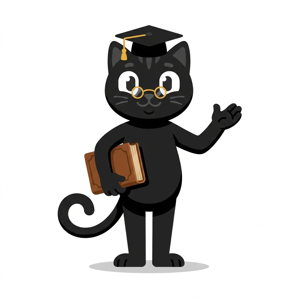 Barnaby the Black Cat, the guide who teaches the Witchcraft in Practice course