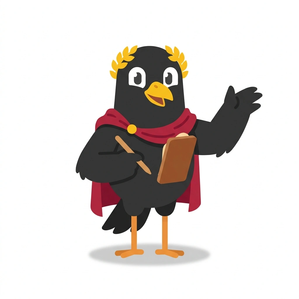 Rufus the Raven, the guide who teaches the Rome: Power, Institutions, and Expansion course