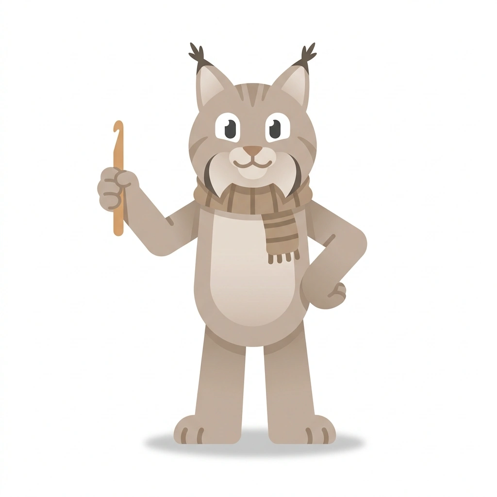 Linus the Lynx, the guide who teaches the Left-Handed Crochet course