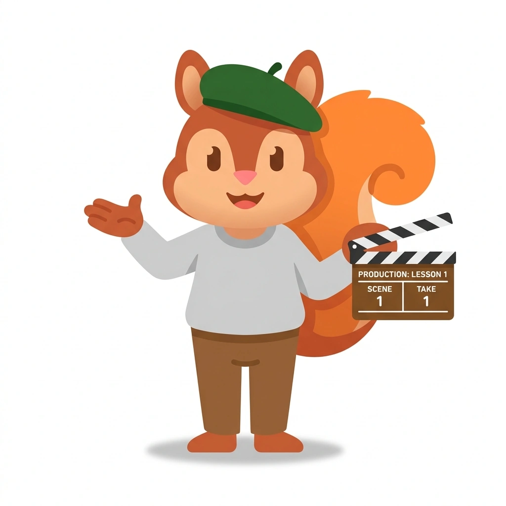 Scripty the Squirrel, the guide who teaches the Writing for the Screen course