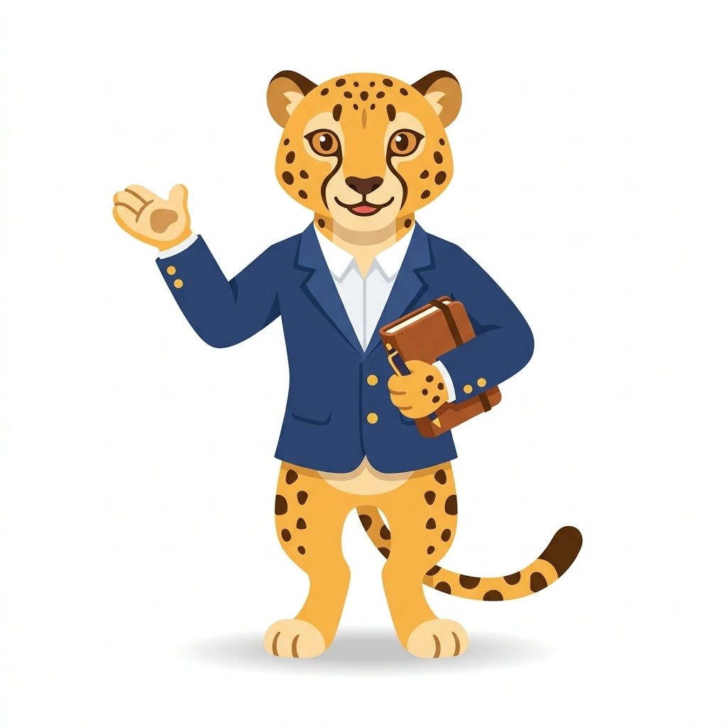 Cece the Cheetah, the guide who teaches the Thinking Like a CEO course