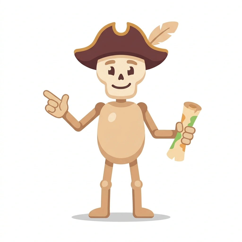 Barnaby the Bone-sailor, the guide who teaches the Anatomy of the Body and Face course