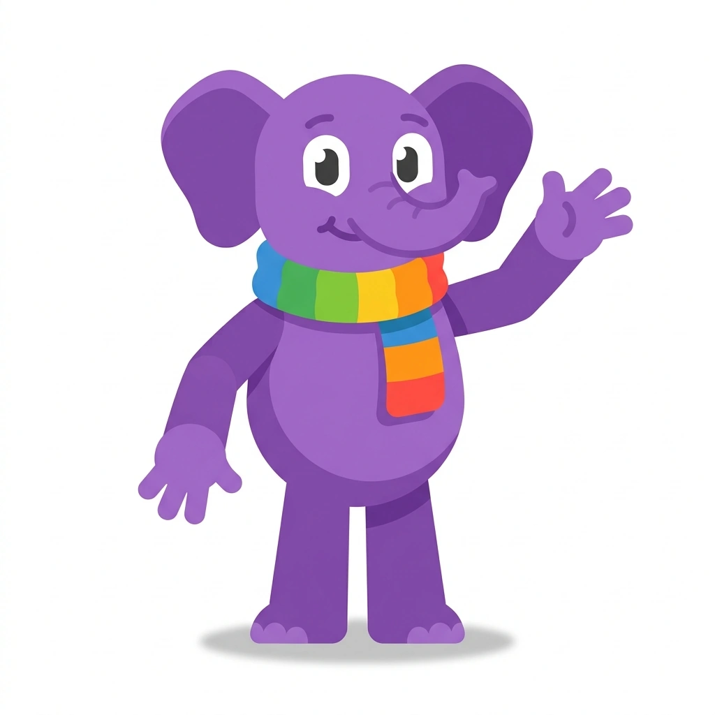 Emmy the Elephant, the guide who teaches the The Language of Feelings course