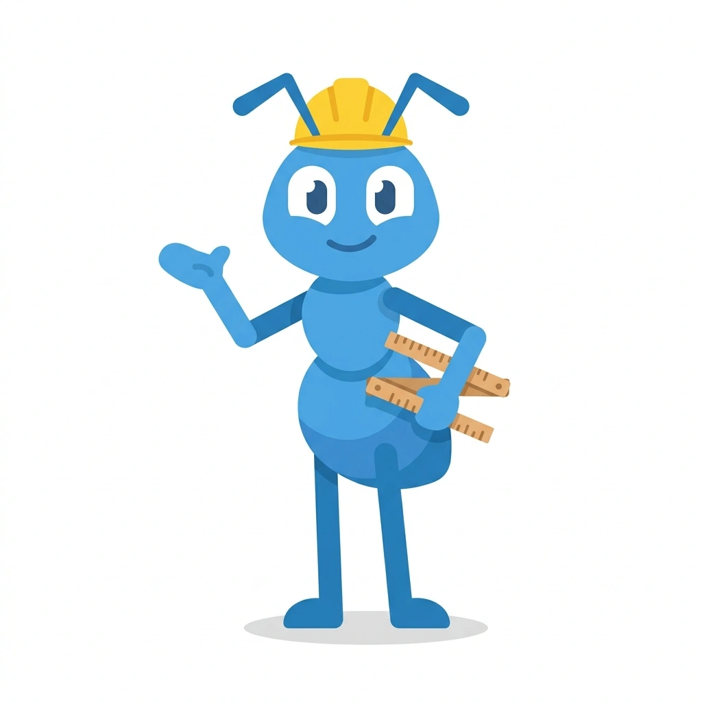 Cal the Carpenter Ant, the guide who teaches the Tape Measure Fluency course
