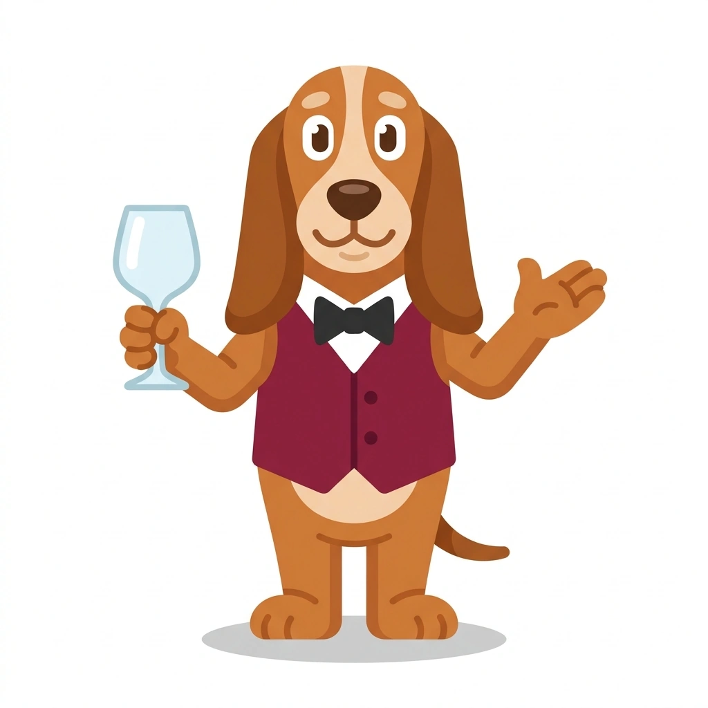 Baron the Basset, the guide who teaches the Wine: Tasting, Terroir, and Trade course