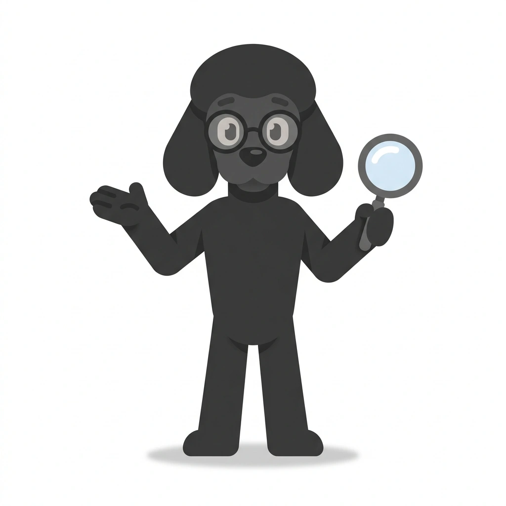 Prue the Poodle, the guide who teaches the Evaluating Psychological Research course