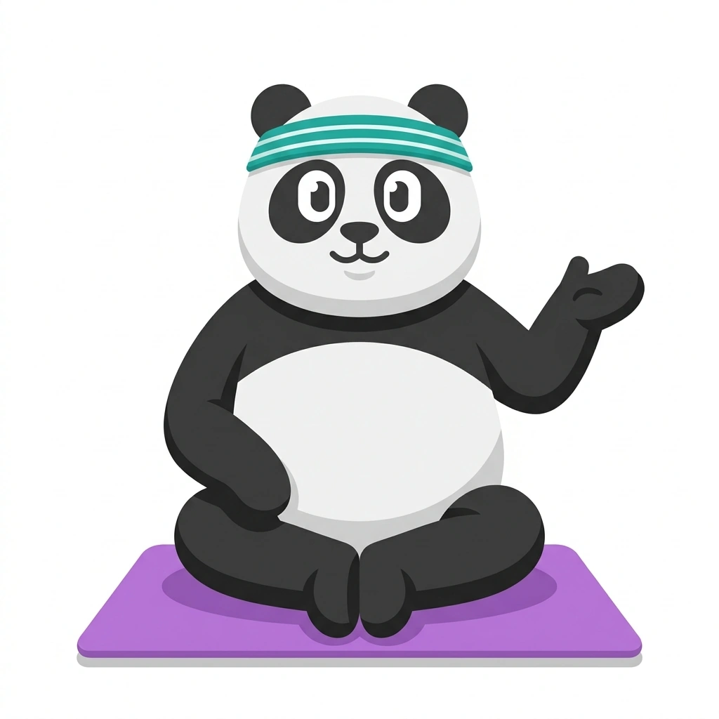 Pippa the Pilates Panda, the guide who teaches the Pilates: Strength through Control course