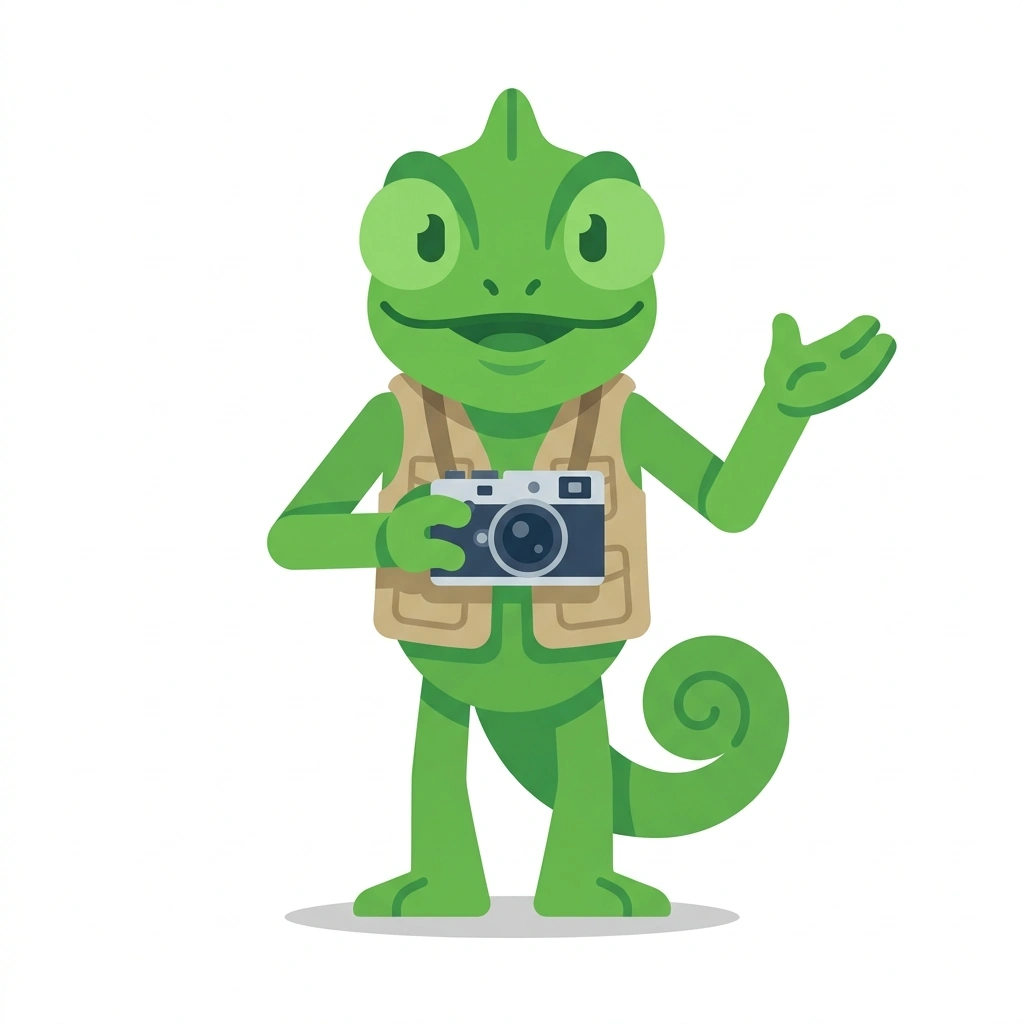 Cam the Chameleon, the guide who teaches the Photography Beyond Auto course