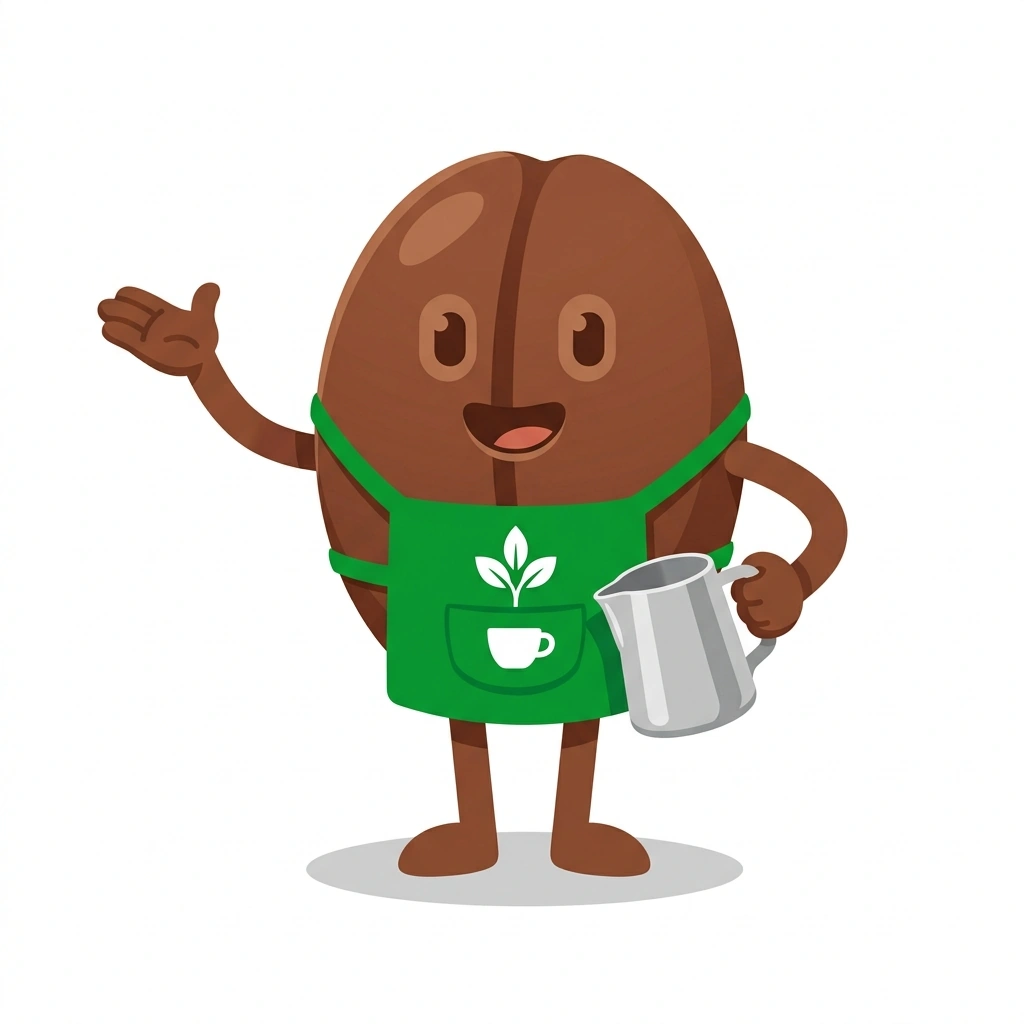 Bennie the Bean, the guide who teaches the The Home Barista's First Pour course