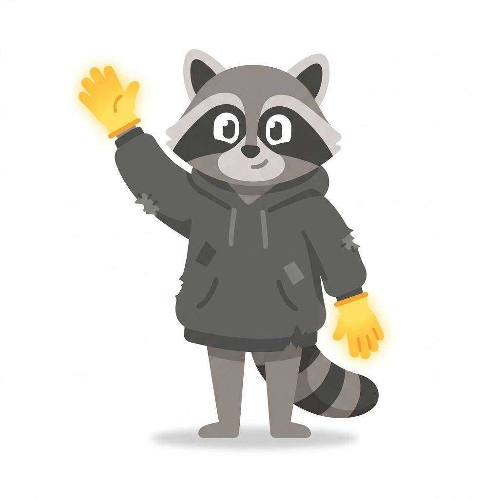 Rudo the Raccoon, the guide who teaches the Gachiakuta: The Soul of Trash course