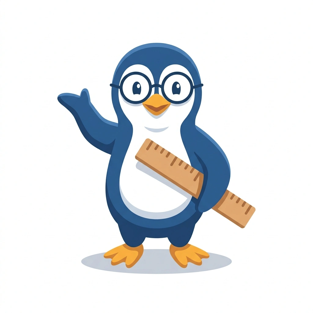Pixel the Penguin, the guide who teaches the Graphic and Web Design course