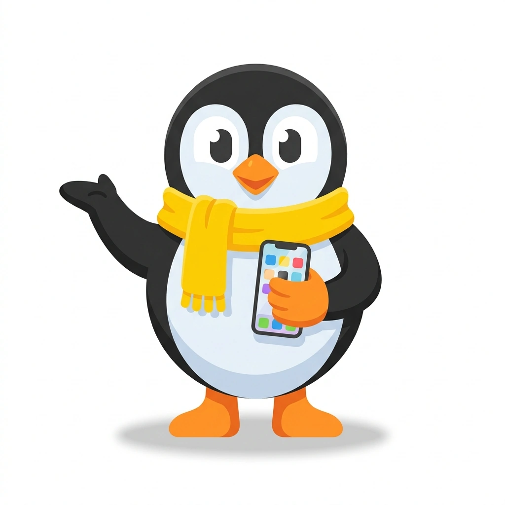 Pippa the Penguin, the guide who teaches the Better Photos with Your iPhone course